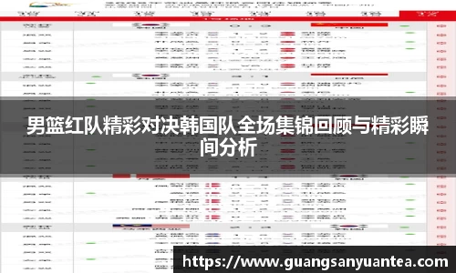 男篮红队精彩对决韩国队全场集锦回顾与精彩瞬间分析